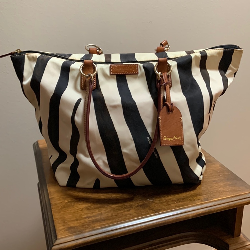 Dooney & Bourke Black and White Striped Tote